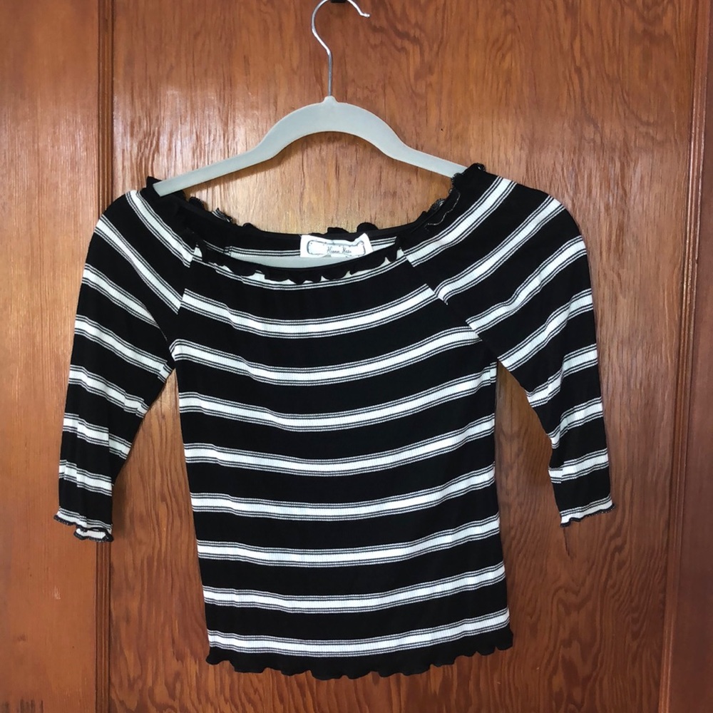 black and white off the shoulder top